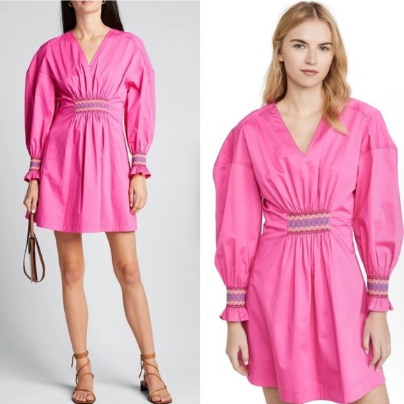 10 Crosby Derek Lam Dresses & Skirts - 10 Crosby Derek Lam Katrina Bright Pink Smocked Mini Dress Cover-Up NWOT